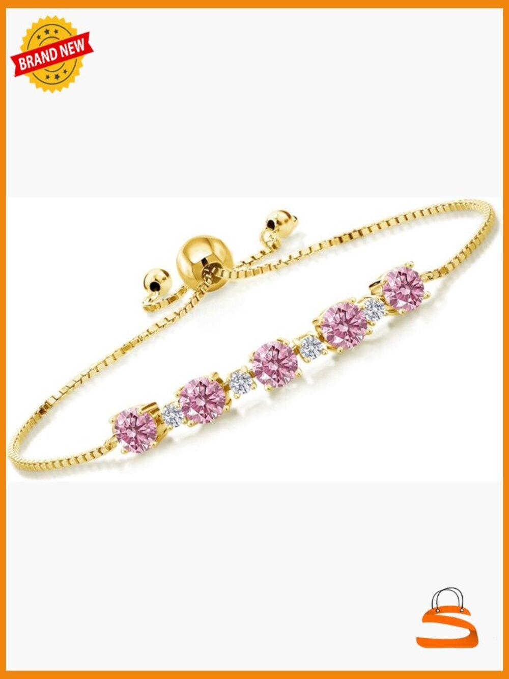 Adjustable Bolo Gemstone Tennis Bracelet Hypoallergenic Silver